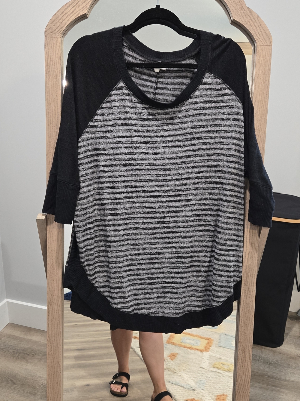 Maurices Black & Gray Striped Top